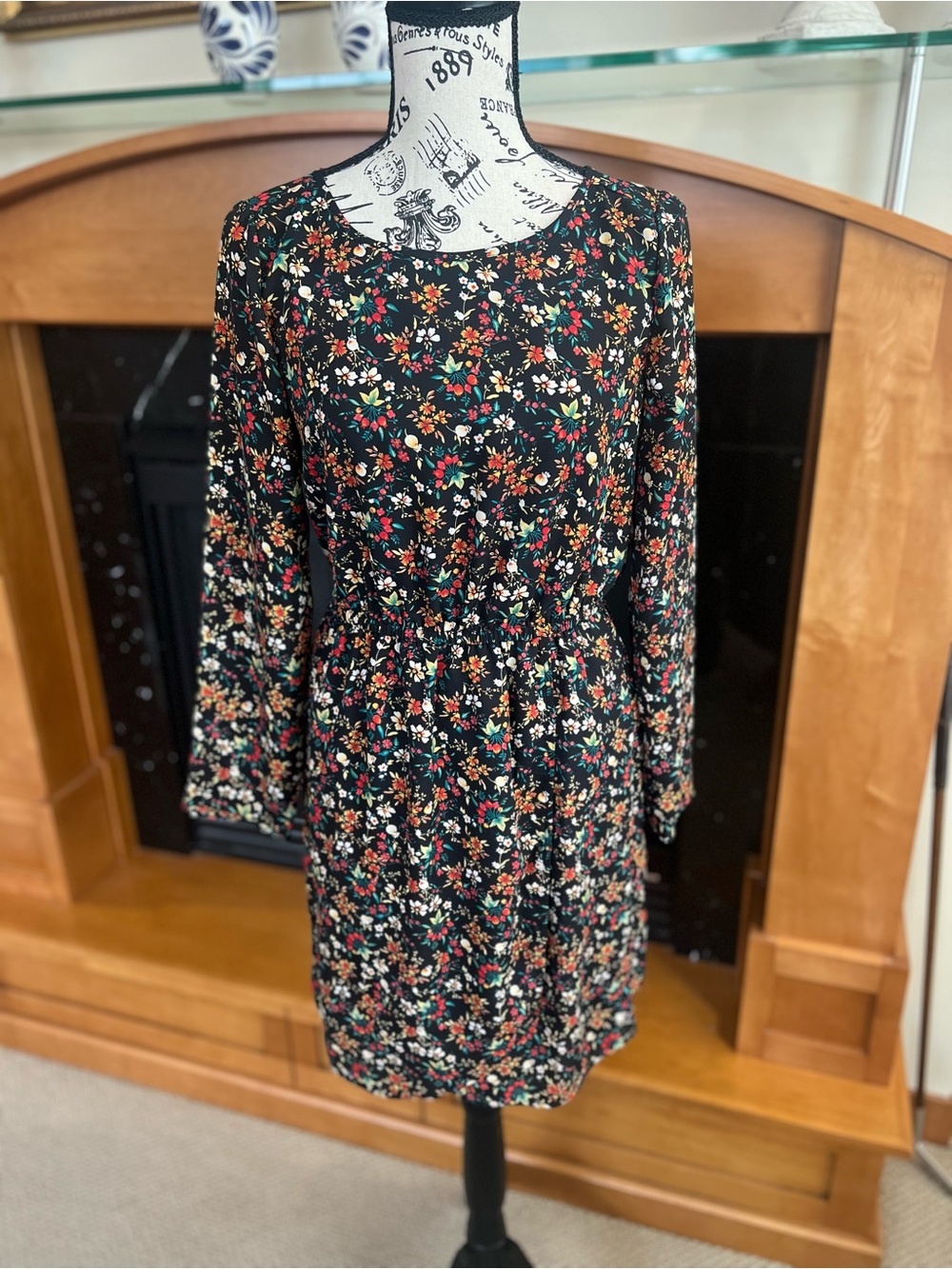 J. Crew Mercantile Black Floral Dress